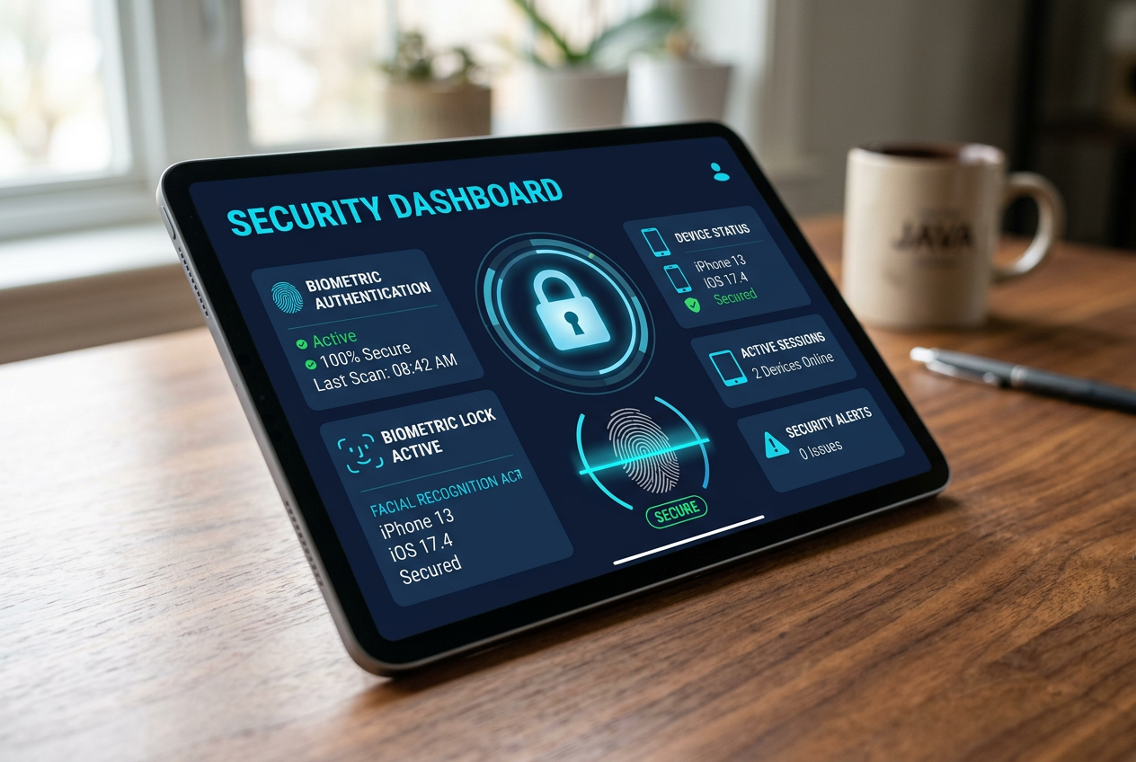 Close-up of a secure digital banking interface with a padlock icon